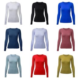 lu yoga clothing women's long sleeve sports yoga 1.0 t-shirt quick dry round neck yoga running fitness tops sweat wicking tights