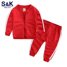 Autumn fashion baby girl clothes cotton long sleeve solid zipper jacketpants 2pcs bebes tracksuit boy clothing set Cool 240314