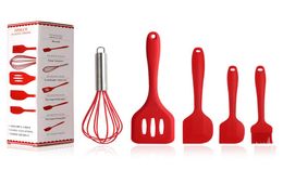 Food Grade Silicone Scraper 5 Piece Set Shovel Shovel Egg Beater Tool Red Supplies Kitchenware Kitchen Utensils Sets with Box T2007240687