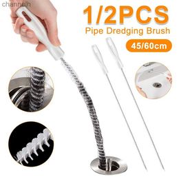 Other Household Cleaning Tools Accessories 45/60cm Pipe Dredging Brush Bathroom Hair Sewer Sink Drain Cleaner Flexible Clog Plug Hole Remover Tool 240318