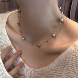 Zhenduo Ma Grey Sky Star Pearl Necklace Light Luxury and Small High Grade Y-shaped Neckchain Simple Clavicle Chain Wzyi