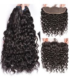 Whole Brazilian Human Hair Weave Water Wave Wet and Wavy Virgin Hair Bundles with 13X4 Ear To Ear Lace Frontal Closure2491705