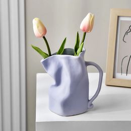 Modern Minimalist Irregular Ceramic Vases Living Room Table Dried Flower Decoration Flower Arrangement Decoration Creative 240311