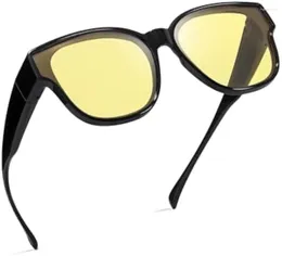 Sunglasses LVIOE Fit Over Night Vision Driving Glasses For Women Anti Glare Polarized Yellow Lenses Wear LN8001
