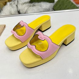 Kid Suede Platform Mules Ladies Shoes Summer Peep Toe Thick Sole Brand High Heel Shoes For Women Slippers