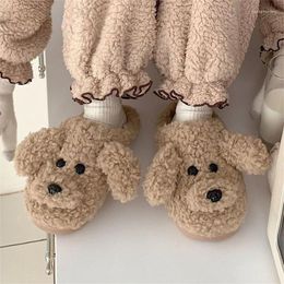 Slippers Puppy Cotton Women Winter Warm Shoes Cute Girl Plush Lining Indoor Slides Platform High Top Snow Boots Home