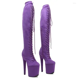 Dance Shoes Leecabe 20CM/8inches Suede Upper Pole Dancing High Heel Platform Boots Closed Toe