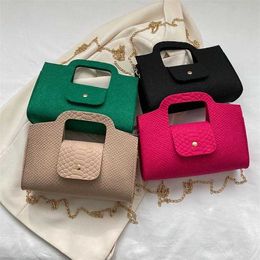 HBP Non-Brand Felt snake pattern hand buckle womens bag new fashion chain bag handbag shoulder Messenger bag