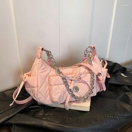 Drawstring Trendy Nylon Y2K Padded Shoulder Crossbody Bag Women Handbag And Purses Quilted Girl Hobos 2024 Casual Messenger