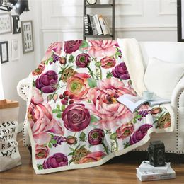 Blankets Flower Blanket 3D Print Plush Throw For Beds Sofa Noble Bedding Sherpa Kids Gift 130x150cm