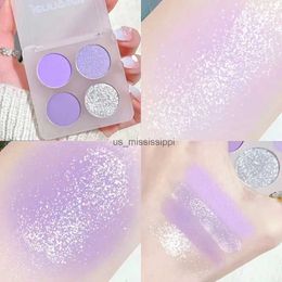 Eye Shadow 4-Color Eyeshadow Palette Cut Off Eye Makeup Purple Green Eye Shadow Glitter Pearly Colourful Eyeshadow Korean Eye Makeup PaletteL2403