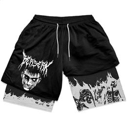 Y2K Summer Men Streetwear Anime High Waist Oversize Breathable Gym Short Pants Training Fitness Workout Track Shorts Clothes 240308