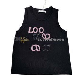 Women Sequin Vest U Neck Sport Top Designer Breathable Tanks Top Sleeveless T Shirt