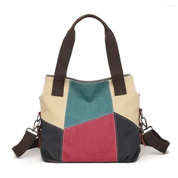 Shoulder Bags Women Handbags Crossody Bag Female Messenger Colour Block Canvas