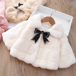 Jackets 1-3Year Baby Girls Jacket Autumn Winter Warm Faux Fur Coat For Princess Outwear Fashion Plush Children Clothing