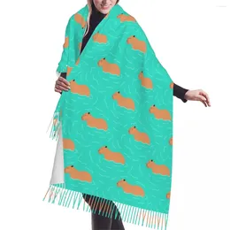 Scarves Customised Print Funny Capybara Animals Pattern Scarf Men Women Winter Warm Versatile Female Shawls Wraps