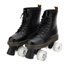 Boots Autumn and Winter Warm Roller Skates Woman Man Kids 2 Row Martin Boots 4 Wheels Flash Patines Sliding Quad Training Sneakers