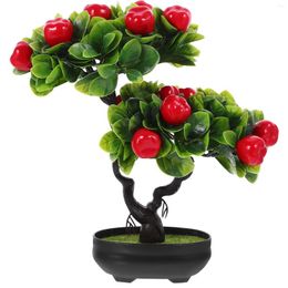 Decorative Flowers Artificial Potted Fruit Tree Desktop Faux Bonsai Ornament