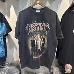 Men's T-Shirts High quality retro Nsync rock band boy T-shirt mens top T-shirt O-neck top J240316