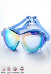 Гелевые силиконовые противотуманные очки с большой оправой для плавания, антиУФ-очки для тренировок в бассейне, мужские и женские очки для плавания175S8496946