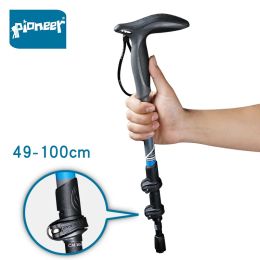 Sticks Pioneer Carbon Fiber Compact Trekking Pole Quick Flip Lock Ultralight Collapsible Travel Hiking Elderly Walking Climbing Stick