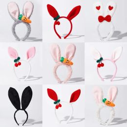 2023 New Lolita Fashion Easter Cosplay Hot Long Bunny Ears Carrot Bow Hairband Plush Rabbit for Girls Women Birthday Party 6pcs LL