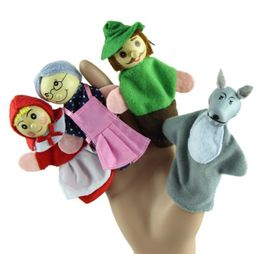 Fedex ship Little Red Riding Hood Finger Puppets Toys 4 pcsset the Wolf Finger Puppets Educational Toys Storytelling Dolls2529707
