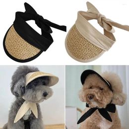 Dog Apparel Cat Pet Hat Small Bear Hand Woven Sunscreen Sun Pastoral Style Decoration Po Costume Supplies