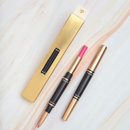 Matte Multi-functional Lipstick-Pen Sweatproof Solid Easy To Apply Private Label Lipstick Lip Liner 2 In 1 Custom Bulk Makeup 240305