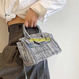 Tote Bags Genuine Leather Bk Habdbags Premium and Niche Denim Platinum Bag Korean Version Fashionable and Casual Trend Versatile Temperamen have logo HBT5ZE