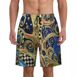 Men's Shorts The Changing Seasons By Gustav Klimt Board Casual Beach Briefs Painting Art Quick Dry Swim Trunks