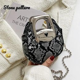 Bag 2024 Solid Color PU Leather Shoulder Bags For Women Mini Purse And Handbags Fashion Silver Beaded Chain Small Round