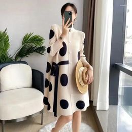 Women's Trench Coats Autumn Winter Commute Ladies Windbreaker Jacket Single-breasted Turtleneck Lightly Cooked Polka Dot Print Elegant