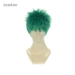 Wigs ccutoo Roronoa Zoro ONE PIECE 10" Male's Short Green Fluffy Synthetic Cosplay Hair Wigs Heat Resistance Fibre