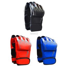 Protective Gear Adult MMA Boxing Sandbag Fight Combat Training Faux Leather Half Finger Gloves Comfortable Breathable Wear-resistant Durable yq240318