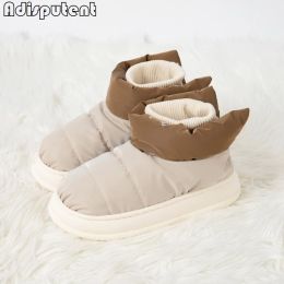 Slippers Down Cloth Cotton Slippers Women Winter Couples Indoor Outdoor Waterproof Warm Plush Home Wrapped Heel Shoes Ladies Snow Boots