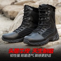 Boots 2024 Trend Genuine Leather For Men Black Army Mens Good Quality Combat Man Anti Slip Tactical Training