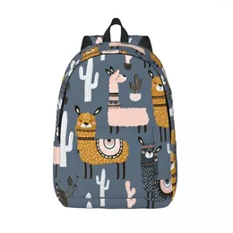 Backpack Student Bag Cute Llamas And Cactuses Parent-child Lightweight Couple Laptop