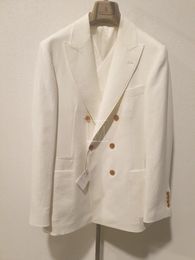 Men Blazers Spring White Brunello Double-breasted Business and Leisure Long-sleeved Suit