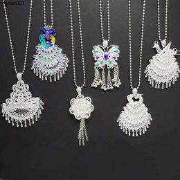 Miao Silver Peacock Sweater Chain Like National Style Necklace Literary Fairy Fan Exaggerate Scenic Area Tassel