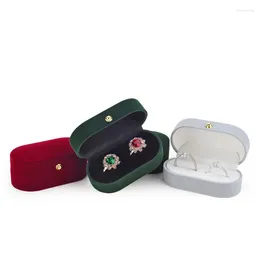 Jewelry Pouches Pair Of Ring Box Wedding Couple Double Slots Storage Holiday Gift Packaging Display Velvet Case For Women