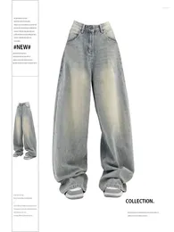 Women's Jeans High Waist Women Korean Fashion Wide Leg Denim Trousers 2000s Harajuku Vintage Y2k Pants Casual Trashy Baggy 2024