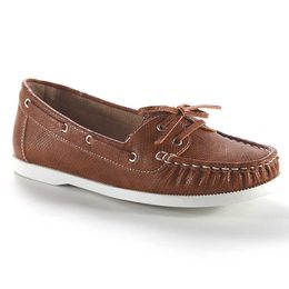 HBP Non-Brand New Design Custom Lace Up Type Decorate Slip On Brown Casual Flat Boat Shoes For Lady