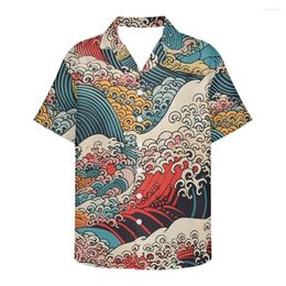 Men's Casual Shirts Boutique Japanese Spray Pattern Printed Shirt Breathable Clothing Sports Sweat-Absorbing Cardigan Fashion Top