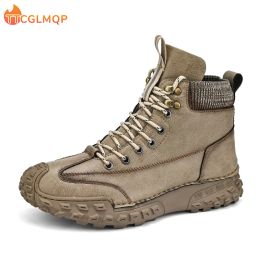 boots Brand Winter Men's Boots Handmade Leather Men Ankle Boots Outdoor Breathable Men's Sneakers Men Walking Casual Shoes Plus Size