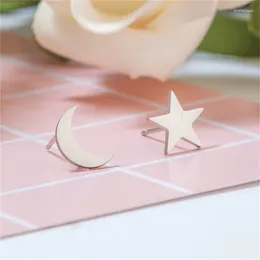 Stud Earrings Fashion Asymmetric Star Moon Charming Gold Silver Colour For Women Cute Girl Jewellery Gift