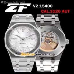 ZF 41mm V2 15400 Ultra Thin 9 8mm Dive Cal 3120 Automatic Mens Watch White Texture Dial Stick Marker Stainless Steel Bracelet Hell260O