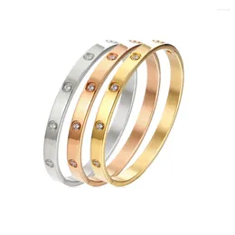 Charm Bracelets Titanium Steel Simple Bangles With Dismonds For Couple Classic Girlfriend Valentine's Day Gift Drop