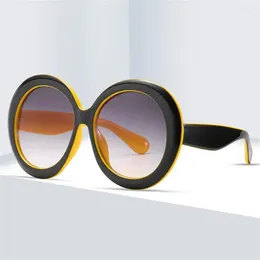 Outdoor Eyewear Vintage Big Round Sunglasses Oversized Frame Mirror Clear Shades Brown Gradient Brand Designer Sun Glasses Luxury