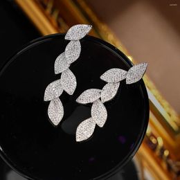 Headpieces Niche Design Leaf Petal Wedding Earrings Inlaid With Zircon Pendant For Ball Or Party